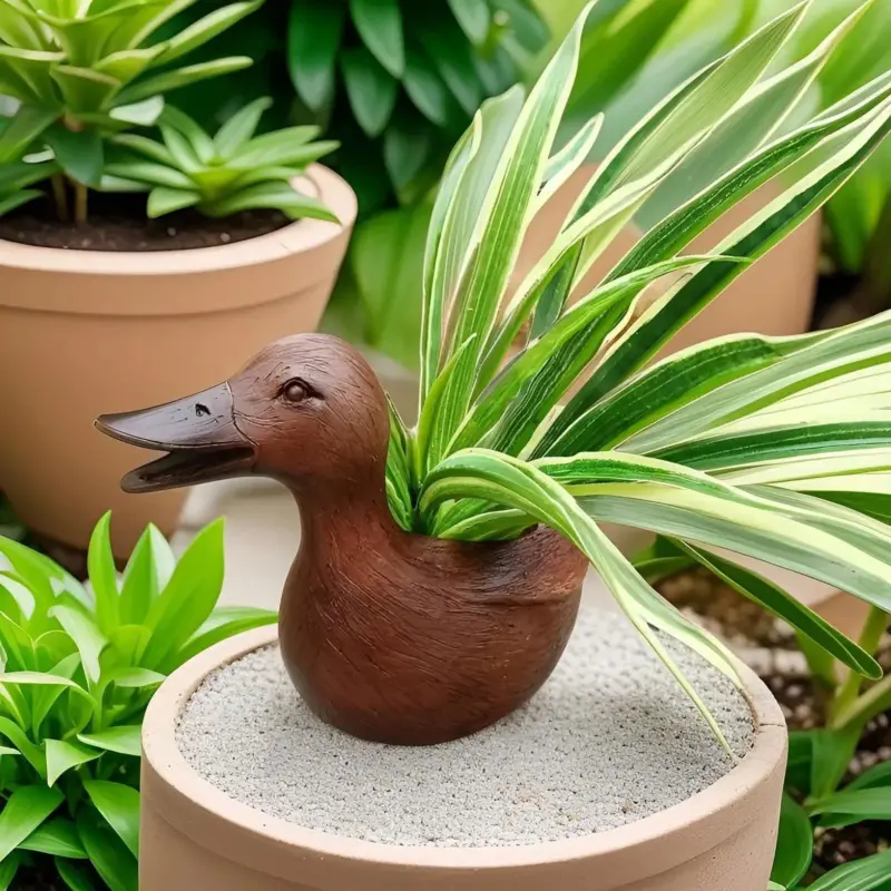 Flowerpot Quacky Duck statue Table ornament tag1