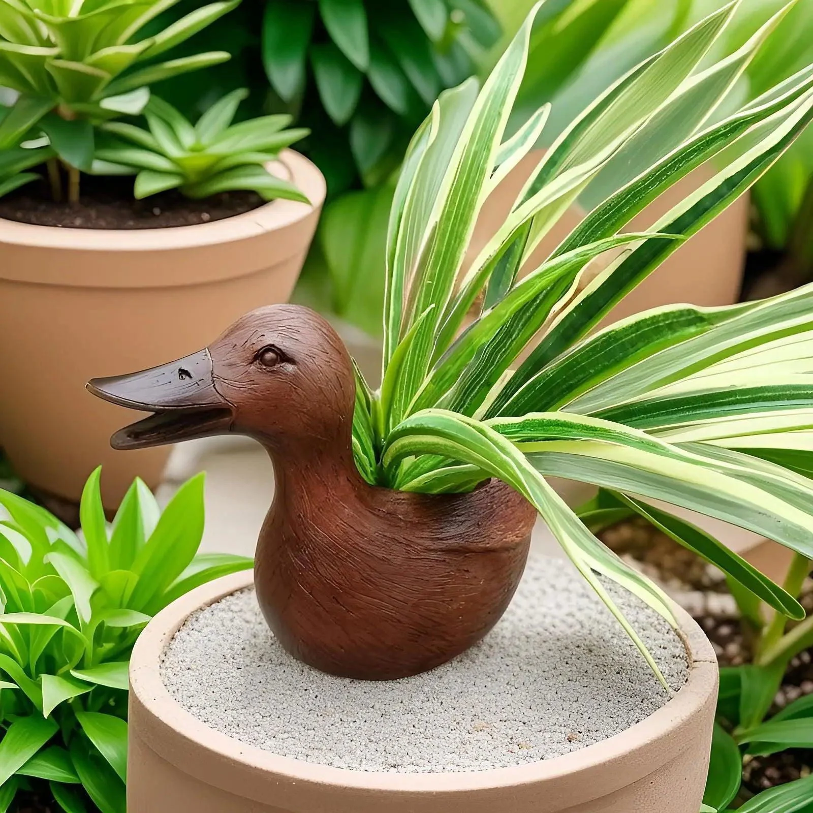 Flowerpot - Quacky - Duck statue - Table ornament -  - #tag1#
