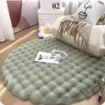 Fluffy Supersoft Plush Nordic Round Shaggy Rug White Beige Ivory Sage Green Lilly Lula