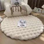 Fluffy Supersoft Plush Nordic Round Shaggy Rug White Beige Ivory Sage Green Lilly Lula