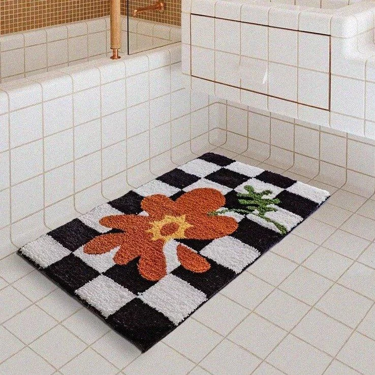 Fluffy Checkerboard Grid Rug -  - #tag1#