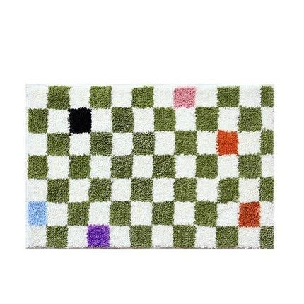 Fluffy Checkerboard Grid Rug -  - #tag1#