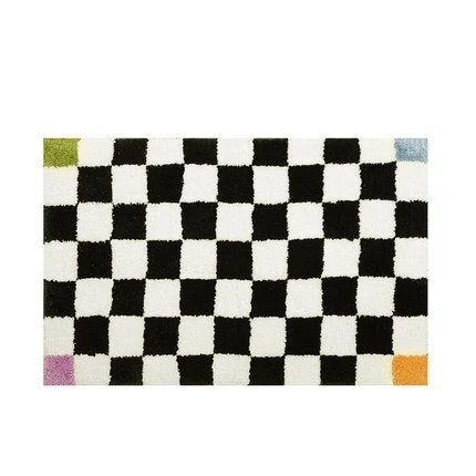 Fluffy Checkerboard Grid Rug -  - #tag1#