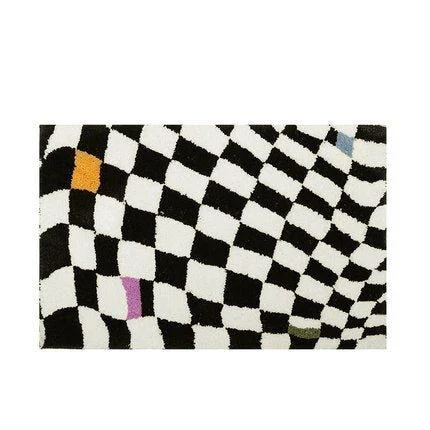 Fluffy Checkerboard Grid Rug -  - #tag1#