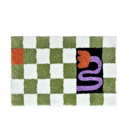 Fluffy Checkerboard Grid Rug -  - #tag1#