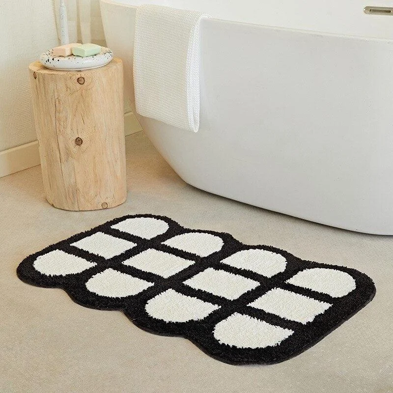 Fluffy Checkerboard Grid Rug -  - #tag1#