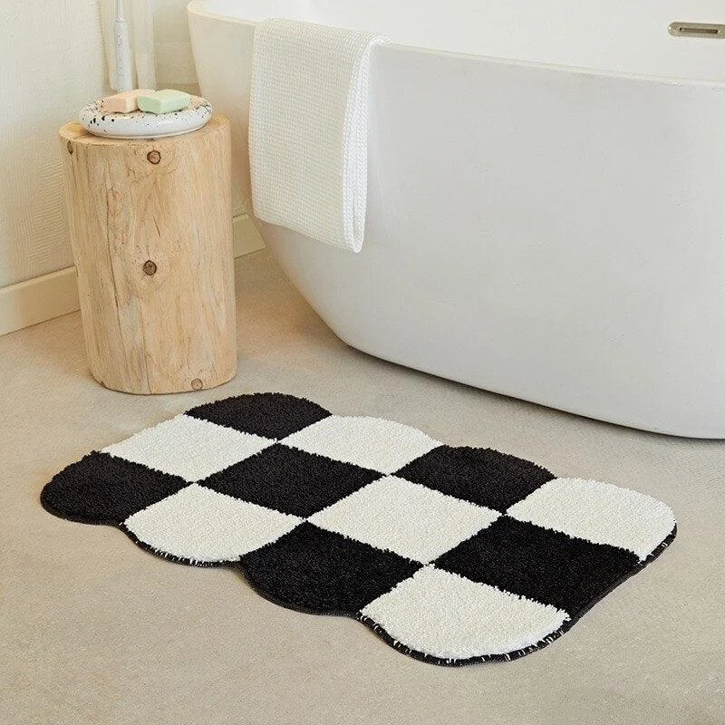 Fluffy Checkerboard Grid Rug -  - #tag1#