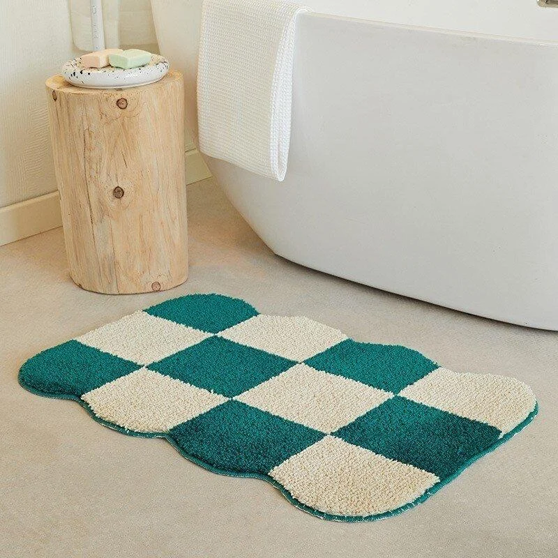 Fluffy Checkerboard Grid Rug -  - #tag1#
