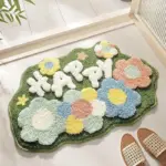 Fluffy Floral Design Bathmat tag1