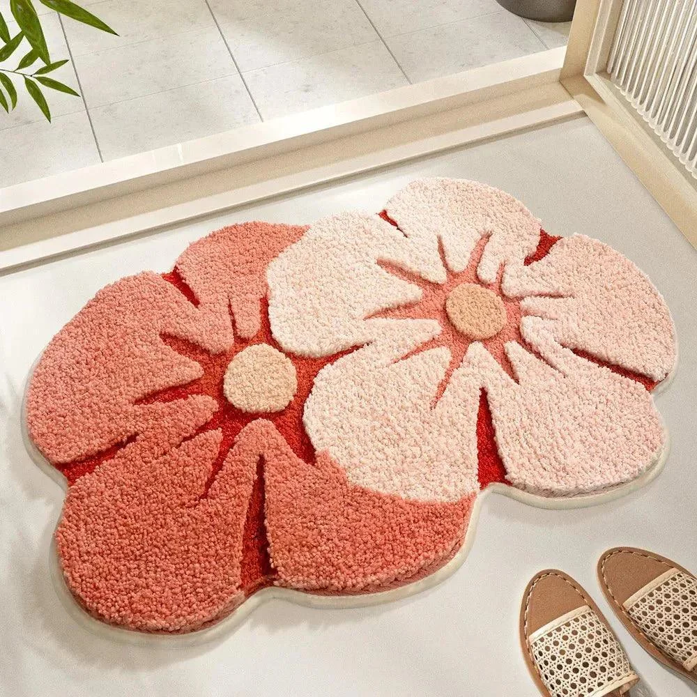 Fluffy Floral Design Bathmat -  - #tag1#