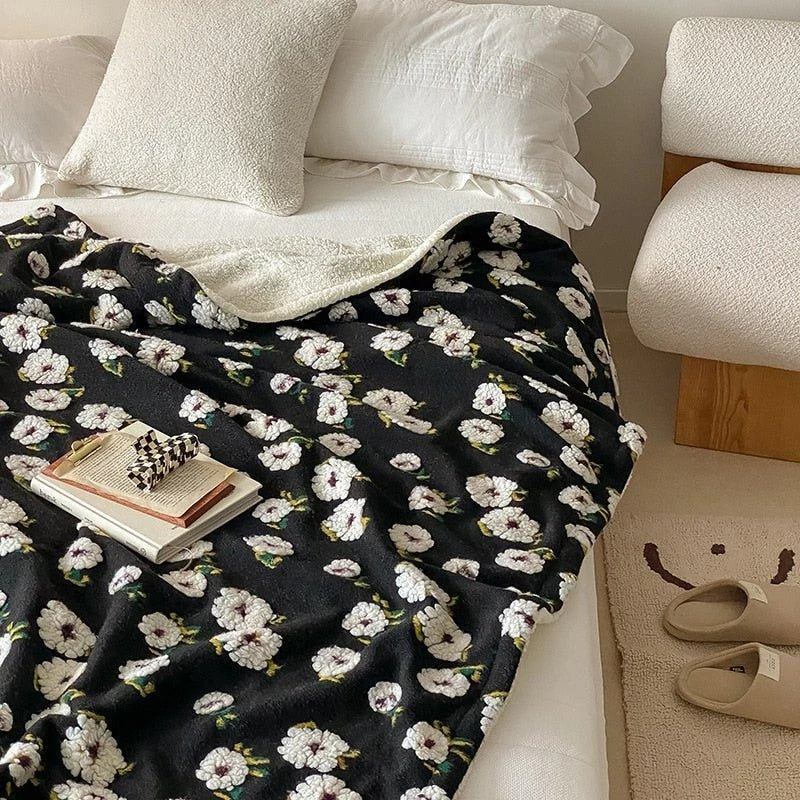 Fluffy Floral Plush Thickened Blanket -  - #tag1#