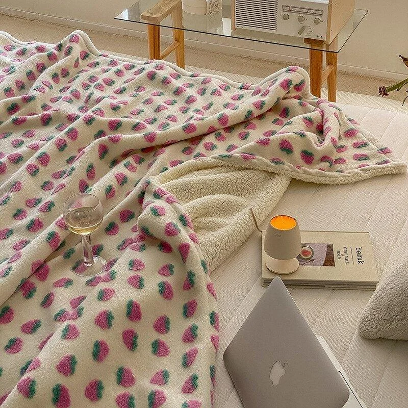 Fluffy Floral Plush Thickened Blanket -  - #tag1#