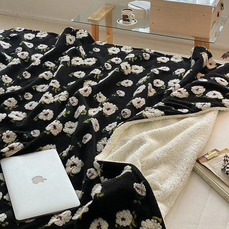 Fluffy Floral Plush Thickened Blanket -  - #tag1#
