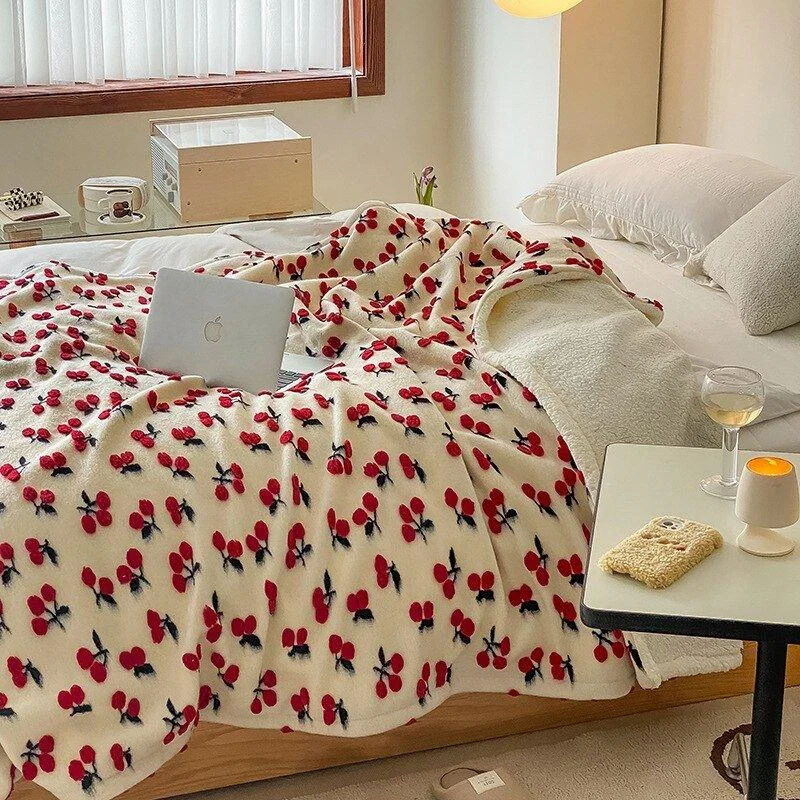 Fluffy Floral Plush Thickened Blanket -  - #tag1#