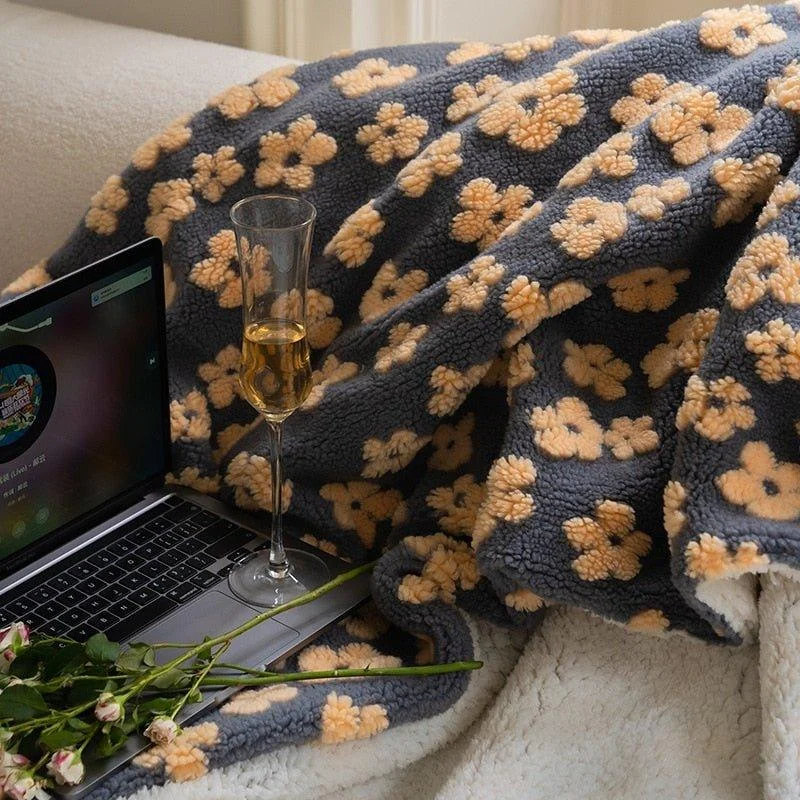 Fluffy Floral Plush Thickened Blanket -  - #tag1#