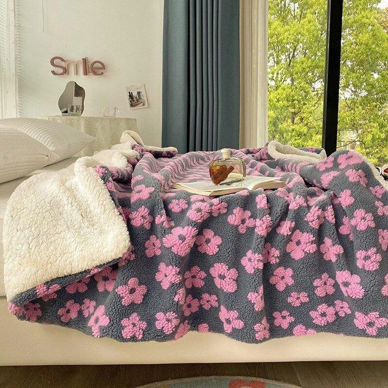 Fluffy Floral Plush Thickened Blanket -  - #tag1#
