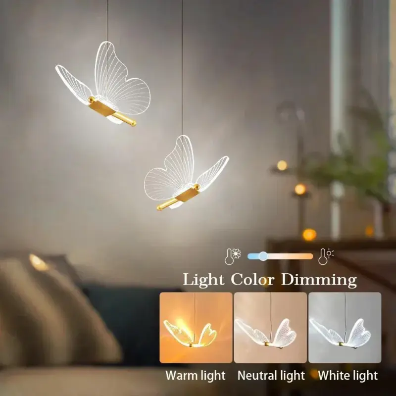 FlutterGlow LED butterfly pendant lights
