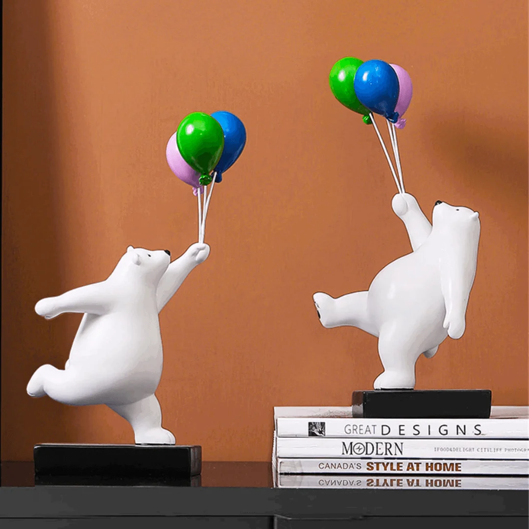 Flying Balloon Bear Figurines -