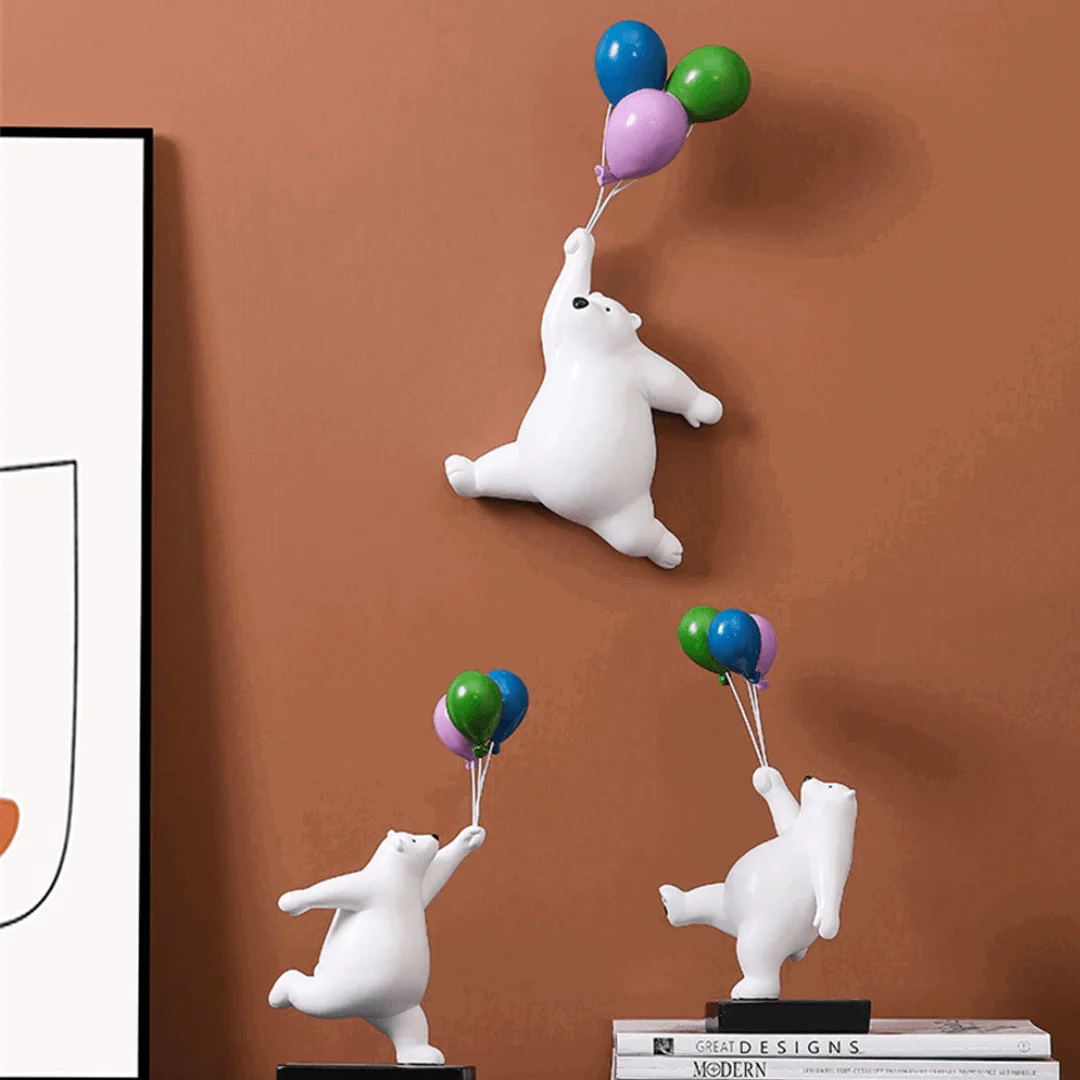 Flying Balloon Bear Figurines -