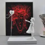 Flying Heart Balloon Girl Hand Crafted Sculpture