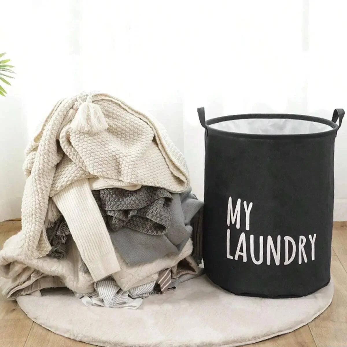 Foldable Drawstring Laundry Basket -  - #tag1#