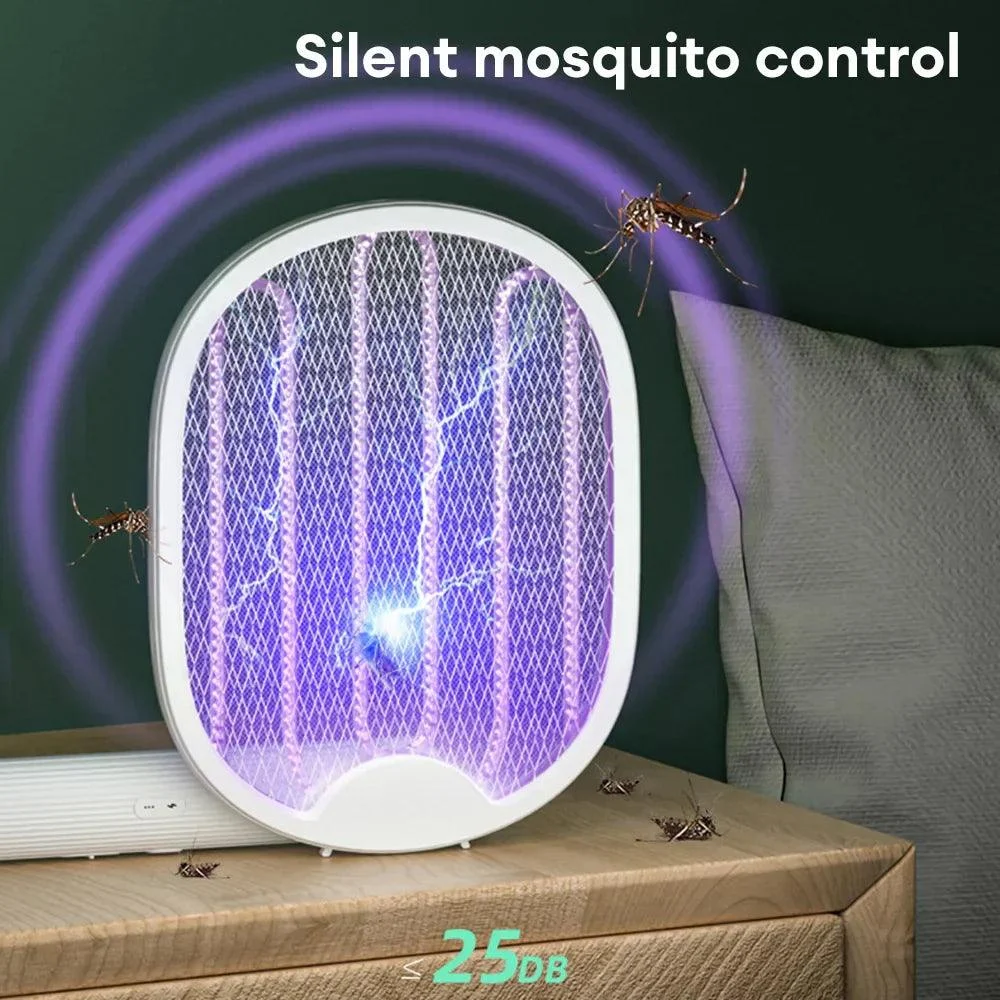Foldable Electric Mosquito Killer Fly Swatter Trap USB Rechargeable Mosquito Racket Insect Killer with UV Light Bug Zapper 3000V -  - #tag1#