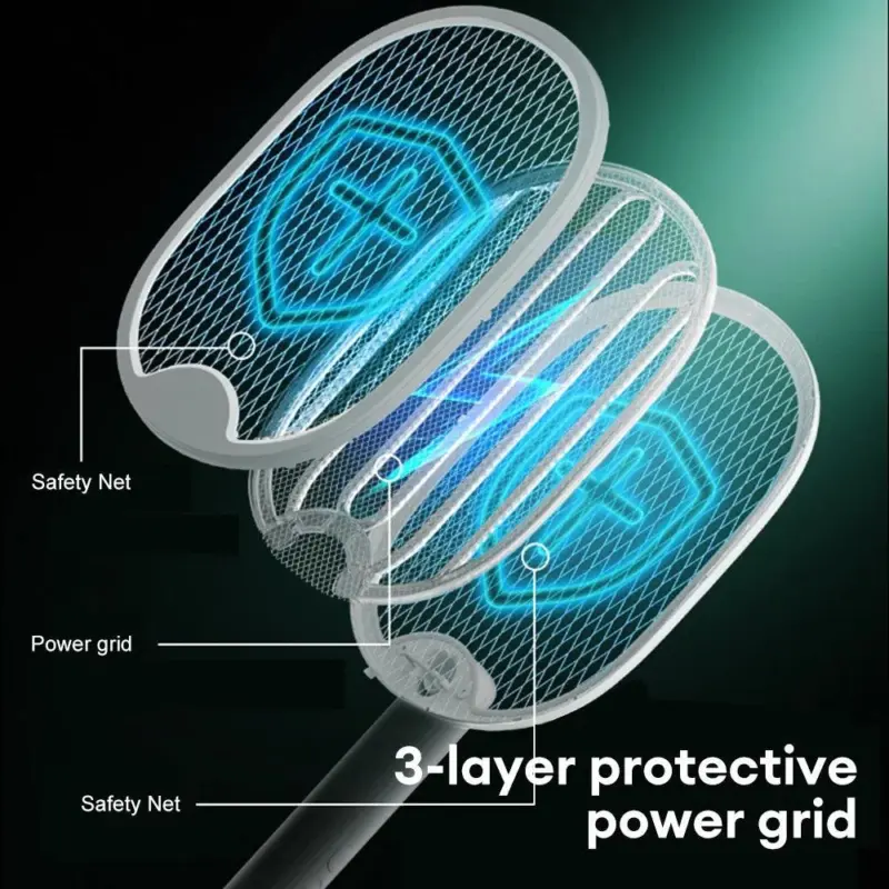 Foldable Electric Mosquito Killer Fly Swatter Trap USB Rechargeable Mosquito Racket Insect Killer with UV Light Bug Zapper 3000V tag1