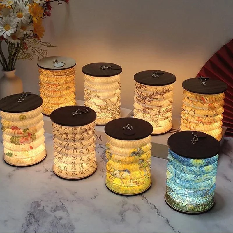 Foldable Japanese Table Lamp - Lantern lamp - USB Rechargeable - For Bedroom -  - #tag1#