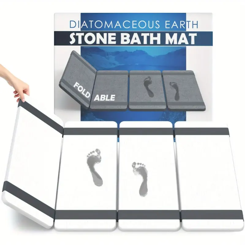 Foldable Stone Bath Mat Anti Slip Natural Diatomaceous Earth Shower Mat tag1