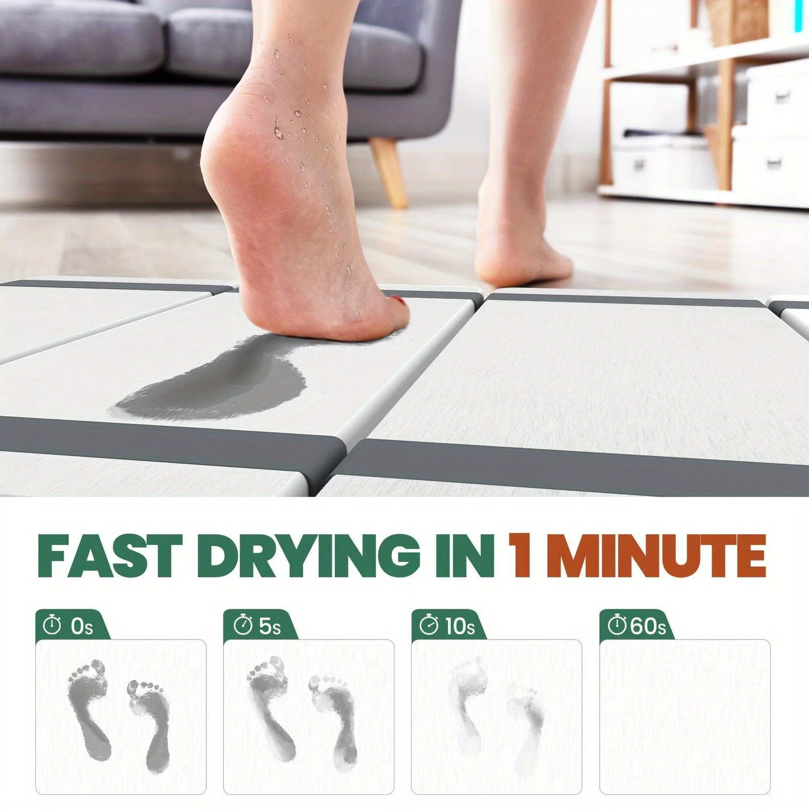 Foldable Stone Bath Mat, Anti-Slip Natural Diatomaceous Earth Shower Mat -  - #tag1#