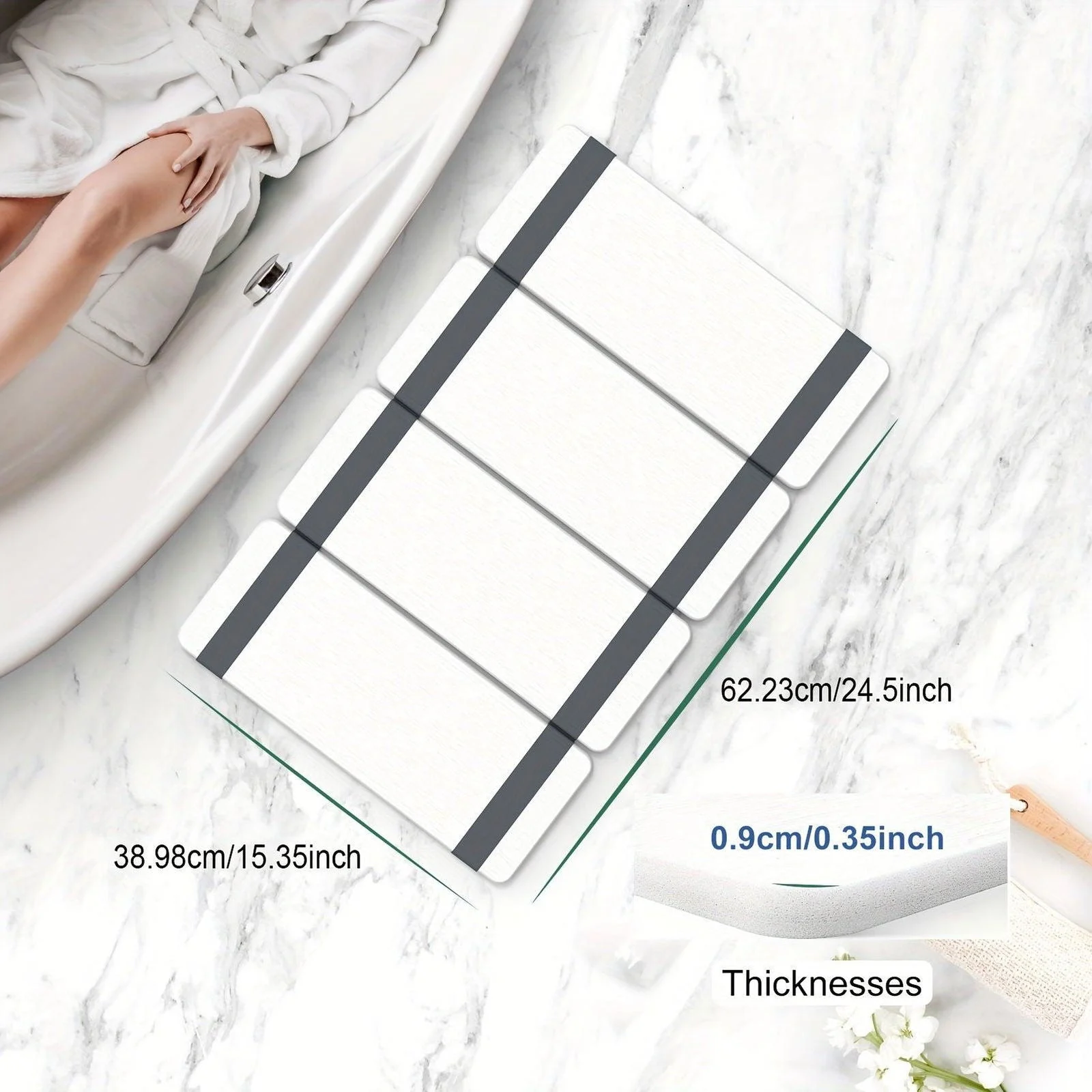 Foldable Stone Bath Mat, Anti-Slip Natural Diatomaceous Earth Shower Mat -  - #tag1#