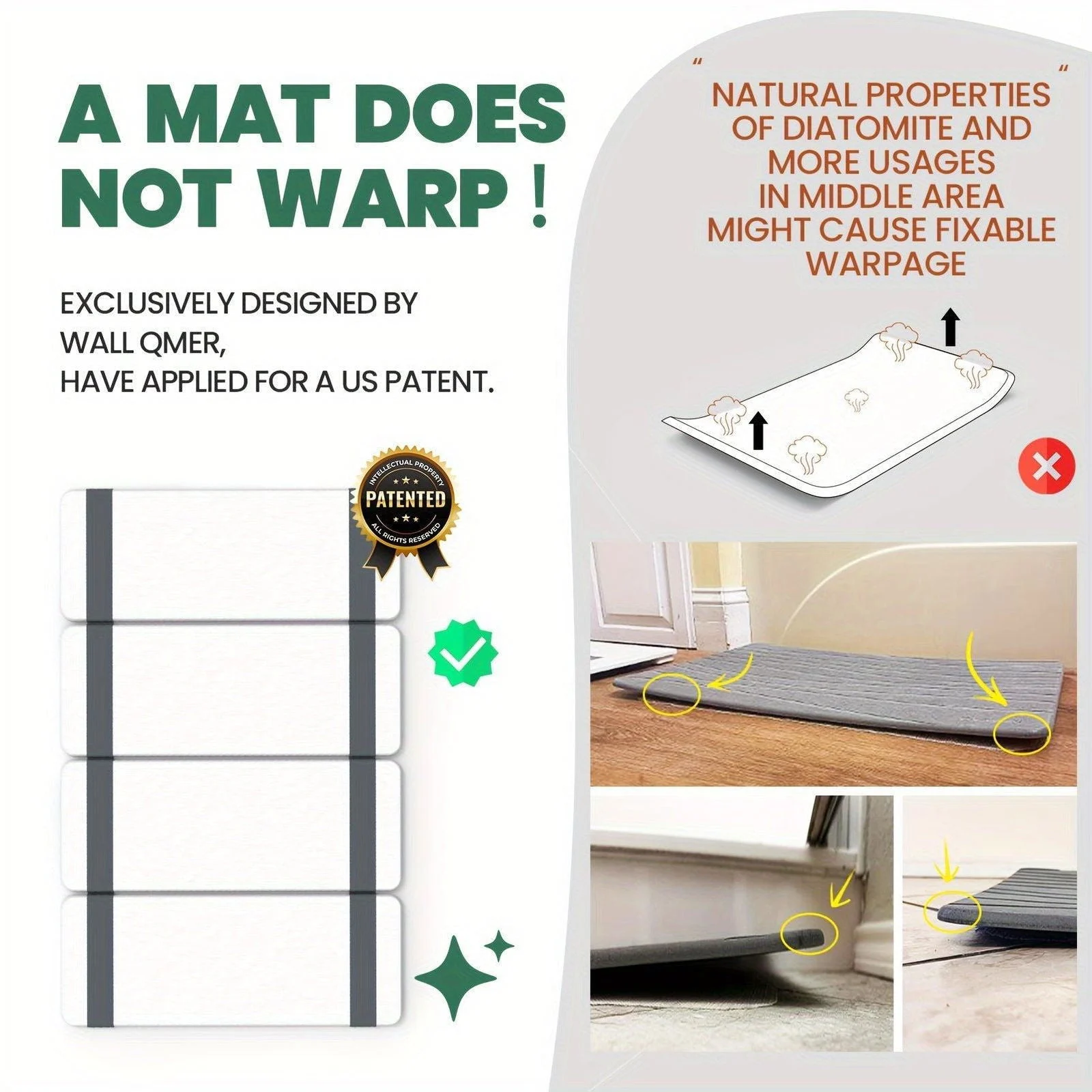 Foldable Stone Bath Mat, Anti-Slip Natural Diatomaceous Earth Shower Mat -  - #tag1#