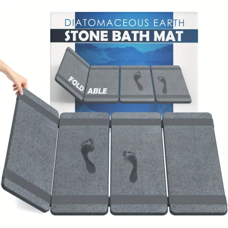 Foldable Stone Bath Mat Anti Slip Natural Diatomaceous Earth Shower Mat tag1