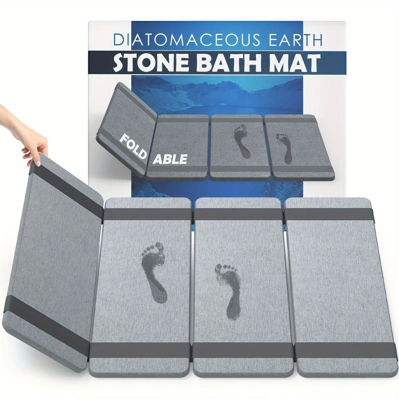 Foldable Stone Bath Mat, Anti-Slip Natural Diatomaceous Earth Shower Mat -  - #tag1#