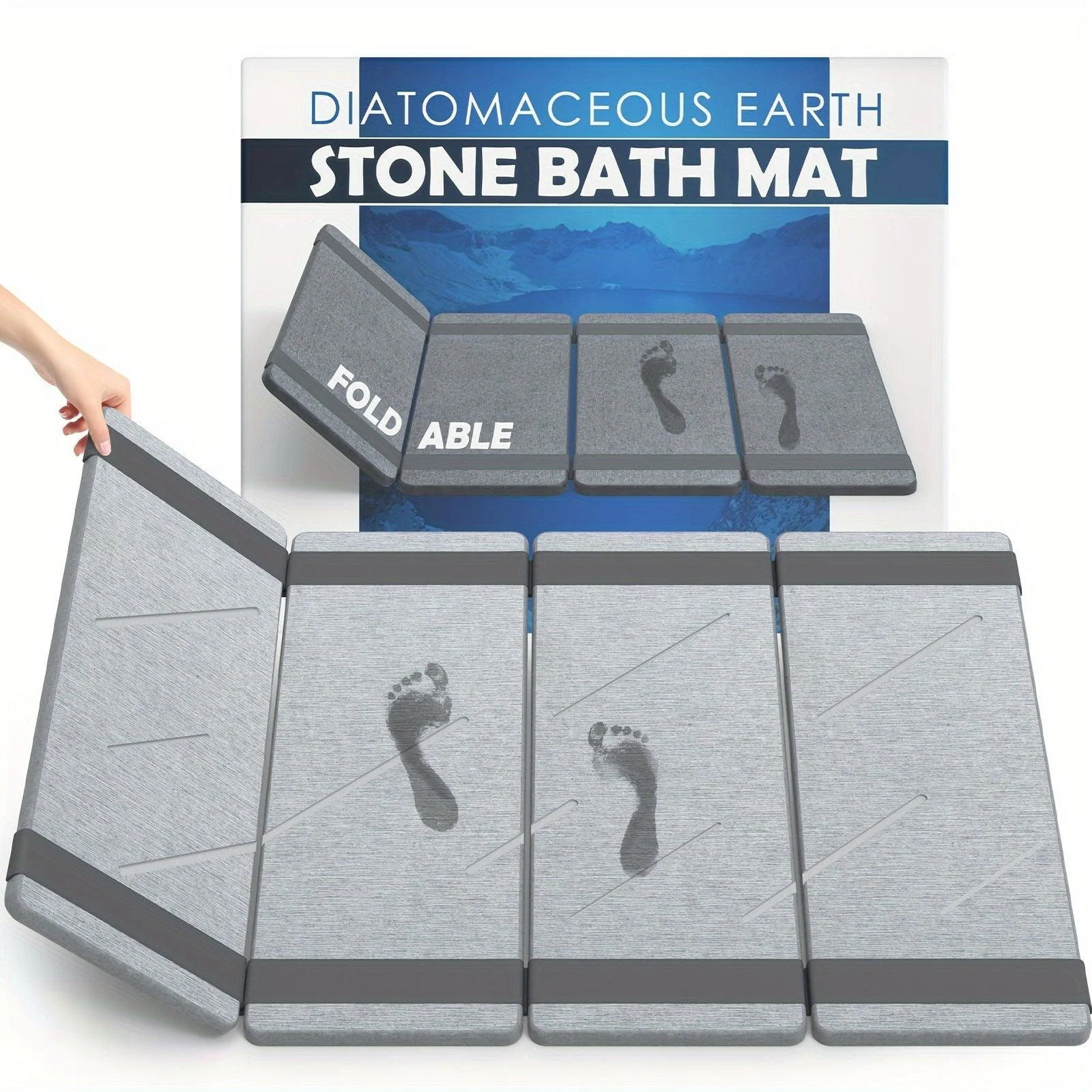 Foldable Stone Bath Mat, Anti-Slip Natural Diatomaceous Earth Shower Mat -  - #tag1#