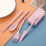 Foldable Wheat Straw Cutlery Set With Storage Box tag1