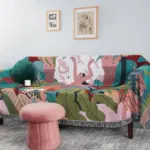 Forest Dancer Throw Trendy Jungle Leaves Tapestry