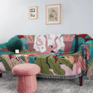 Forest Dancer Throw: Trendy Jungle Leaves Tapestry