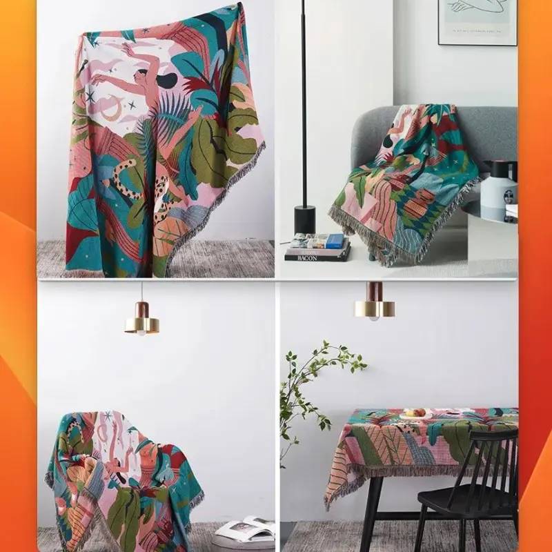 Forest Dancer Throw Trendy Jungle Leaves Tapestry