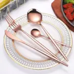 Four Piece Metallic Coloured Cutlery Set tag1
