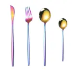 Four Piece Metallic Coloured Cutlery Set tag1