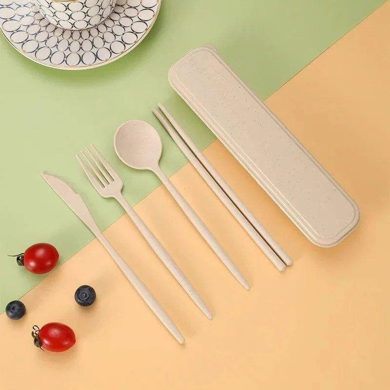 Four Piece Pastel Coloured Cutlery Set With Travel Box -  - #tag1#