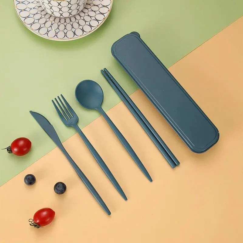 Four Piece Pastel Coloured Cutlery Set With Travel Box -  - #tag1#