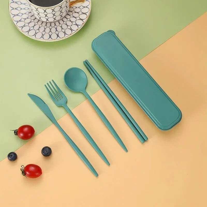 Four Piece Pastel Coloured Cutlery Set With Travel Box -  - #tag1#