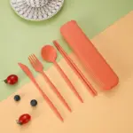 Four Piece Pastel Coloured Cutlery Set With Travel Box tag1
