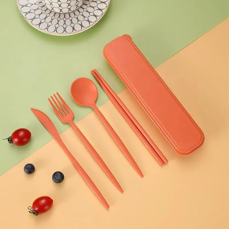 Four Piece Pastel Coloured Cutlery Set With Travel Box -  - #tag1#