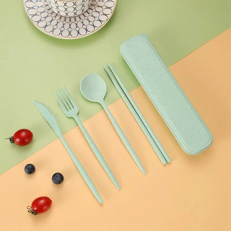 Four Piece Pastel Coloured Cutlery Set With Travel Box -  - #tag1#