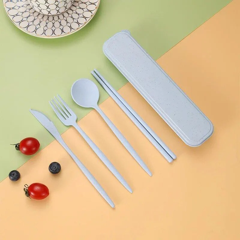 Four Piece Pastel Coloured Cutlery Set With Travel Box -  - #tag1#