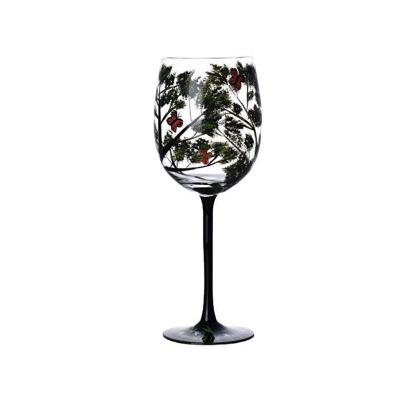 Four Seasons Tree Wine Glasses - Hand Painted Art -  - #tag1#