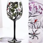 Four Seasons Tree Wine Glasses Hand Painted Art tag1